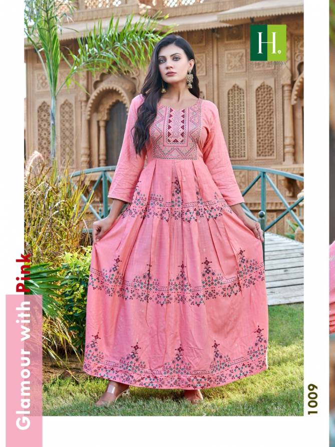 Hirwa Saina Heavy Festive Wear Wholesale Anarkali Kurtis Catalog